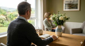 patient in wohnzimmer